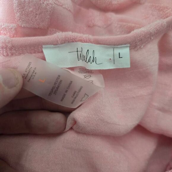 5/$25 Mono B Talulah Pink Checkerboard Velour Crop Top - Picture 3 of 3